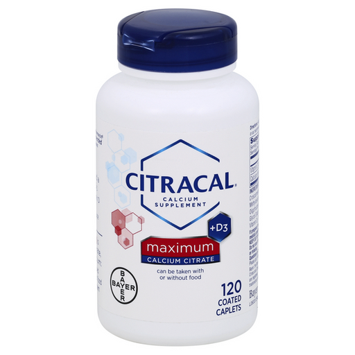 Citracal +D3 Maximum Calcium Citrate Calcium Supplement Coated Caplets - 120 Each