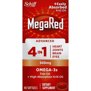 Schiff MegaRed Omega-3S, 4in1 Advanced, 500 Mg, Softgels - 40 Count