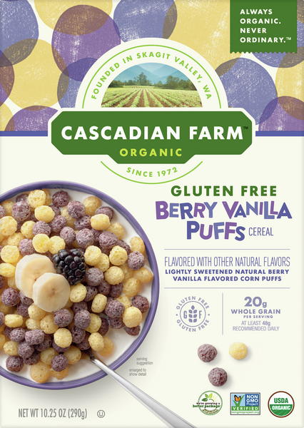 Cascadian Organic Berry Vanilla Puff Cereal - 10.25 Ounce