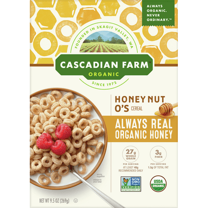 Cascadian Farm Organic Honey Nut O's Cereal - 9.5 Ounce