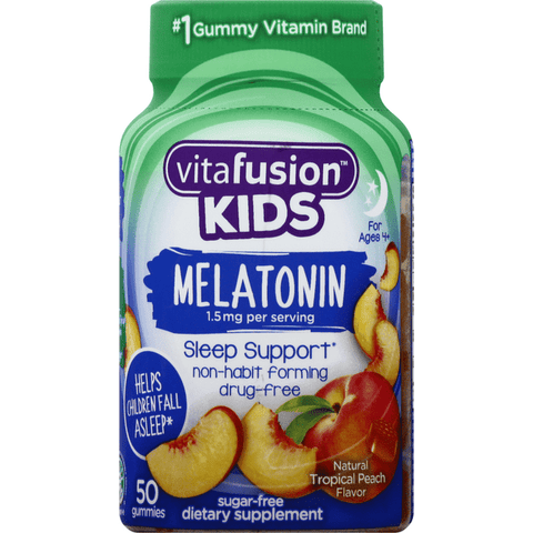 Vitafusion Kids Melatonin, Gummies, Tropical Peach - 50 Count