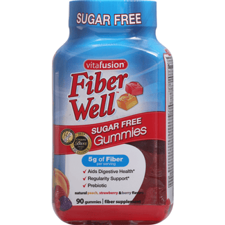 VitaFusion Fiber Well Sugar Free Gummies Peach, Strawberry & Berry Flavors - 90 Count