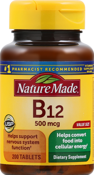 Nature Made Vitamin B-12, 500 mcg, Tablets - 200 Count
