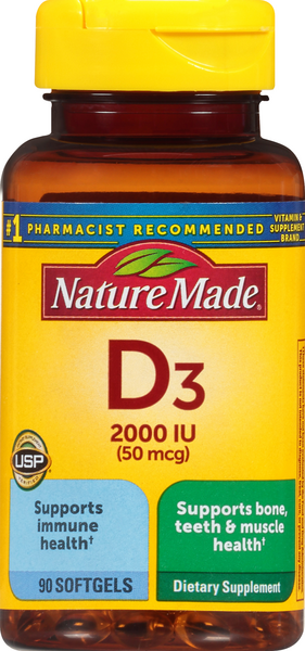 Nature Made Vitamin D3 2000iu Softgels - 90 Count