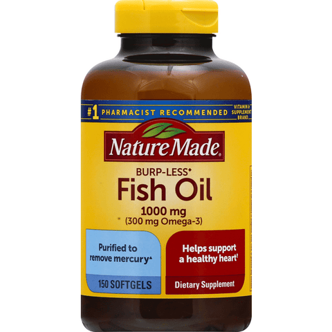 Nature Made Fish Oil Burp-Less 1000mg Liquid Softgel - 150 Count