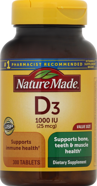 Nature Made Vitamin D3 1000 IU Tablets Value Size - 300 Count