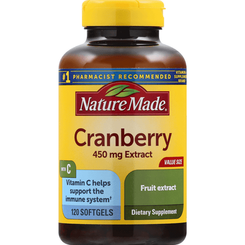 Nature Made Cranberry Extract, Super Strength 450 mg With Vitamin C Softgels - 120 Count