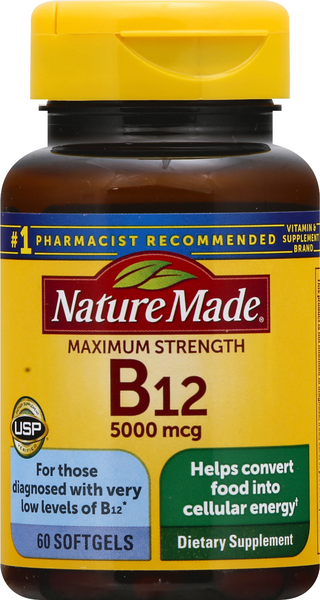 Naature Made Vitamin B-12 Maximum Strength 5000mcg Softgels - 60 Count