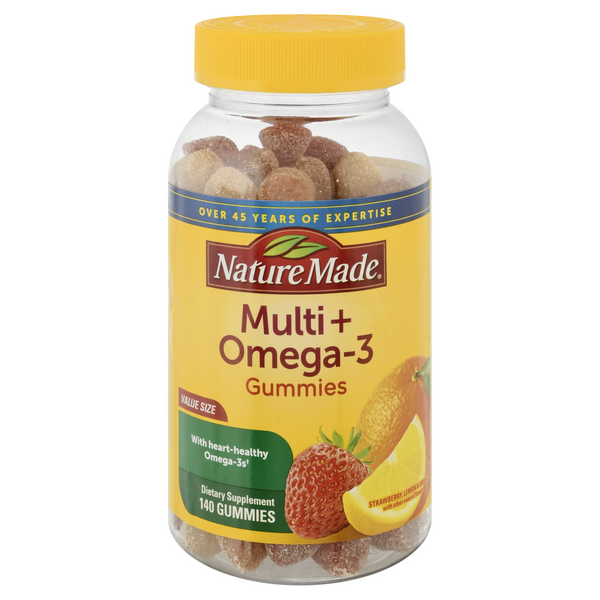 Nature Made Nulti+ Omega-3 Gummies Strawberry, Lemon & Orange Flavoars - 140 Each