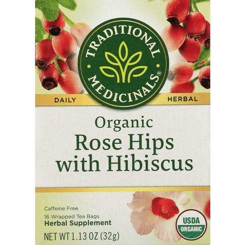 Traditional Medicinals Herbal Teas Organic Rose Hips with Hibiscus 16 Count - 1.13 Ounce