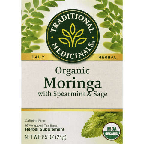 Traditional Medicinals Herbal Teas Organic Moringa with Spearmint & Sage 16 Count - 0.85 Ounce