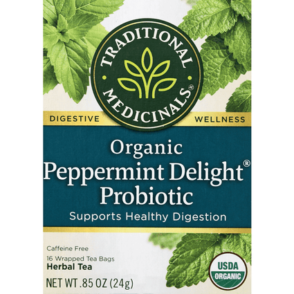 Traditional Medicinals Organic Peppermint Delight Probiotic Herbal Tea 16 Count - 16 Ounce