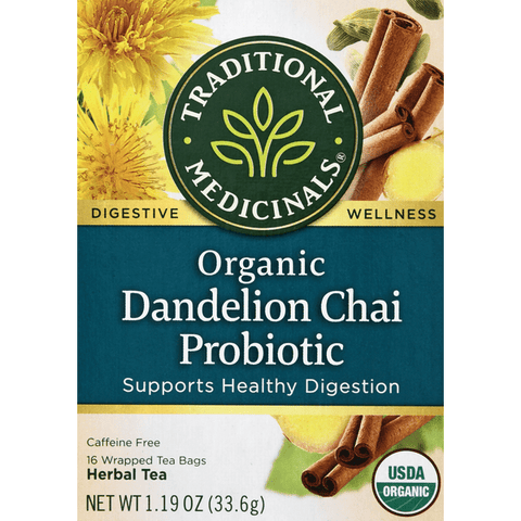 Traditional Medicinals Organic Dandelion Chai Probiotic Herbal Tea 16 Count - 1.19 Ounce