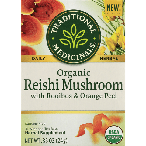 Traditional Medicinals Organic Reishi Mushroom Herbal Supplement, 16 Count - 0.85 Ounce