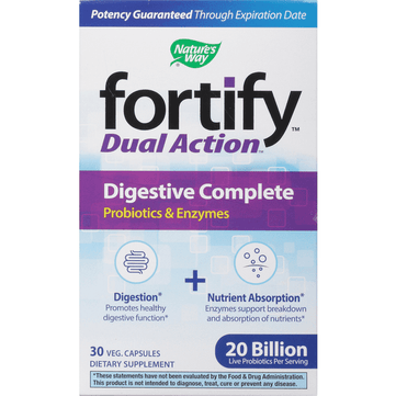 Nature's Way Fortify Dual Action Digestive Complete Dietary Supplement Capsules - 30 Count