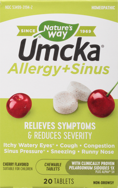 Nature's Way Umcka Allergy and Sinus Chewable Tablets - 20 Count