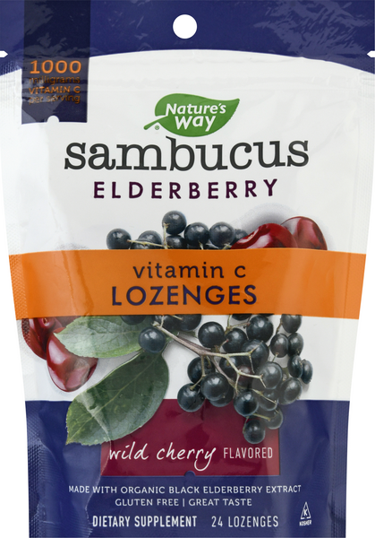 Nature's Way Sambucus Elderberry Wild Cherry Lozenges - 24 Count
