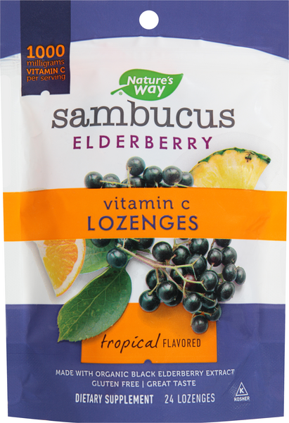 Nature's Way Sambucus Elderberry Tropical Vitamin C Lozenges - 24 Count