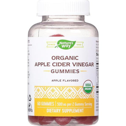 Nature's Way Organic Apple Cider Vinegar Gummies, Apple Flavored - 60 Count