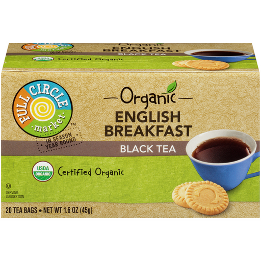 Full Circle Organic English Breakfast Black Tea, 20 Count Bags - 1.6 Ounce