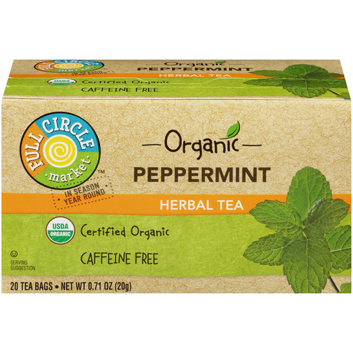 Full Circle Organic Peppermint Herbal Tea, 20 Count Bags - 0.71 Ounce
