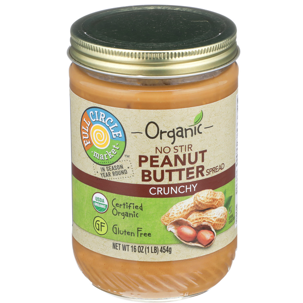 Full Circle Organic No Stir Crunchy Peanut Butter Spread Gluten Free - 16 Ounce