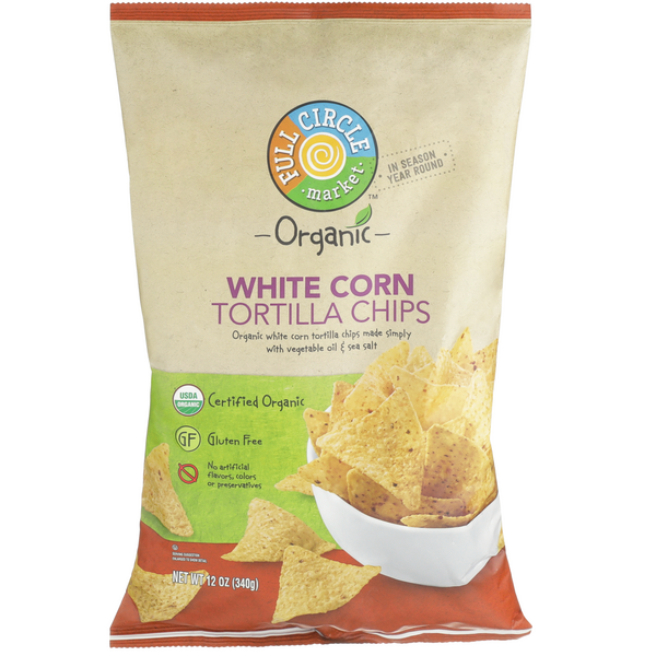 Full Circle Organic White Corn Tortilla Chips - 12 Ounce
