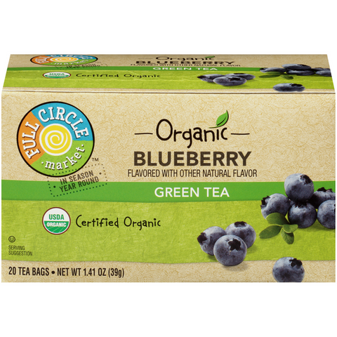 Full Circle Organic Blueberry Green Tea 20 Count Bags - 1.41 Ounce