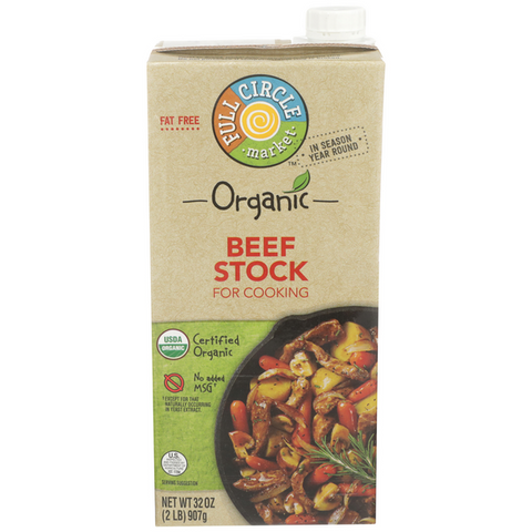 Full Circle Organic Beef Flavored Fat Free Cooking Stock - 32 Ounce