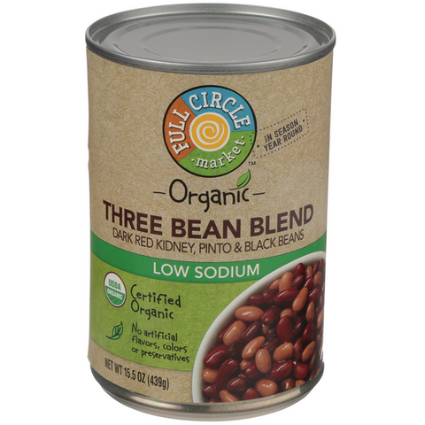 Full Circle Organic Low Sodium Three Bean Blend - 15.5 Ounce