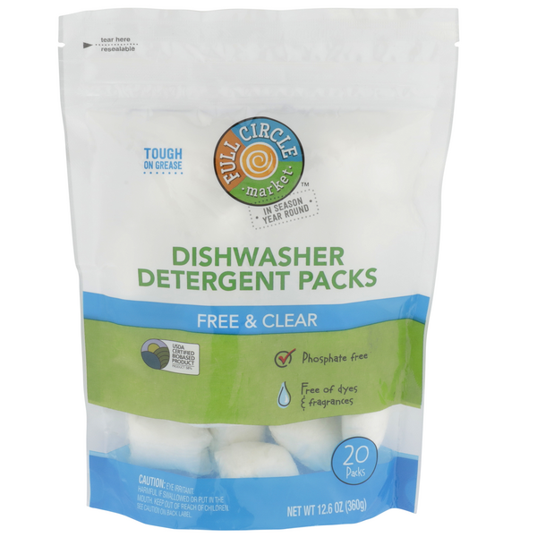 Full Circle Dishwasher Detergent Packs Free & Clear 20Ct - 12.6 Ounce