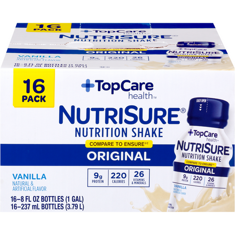 TopCare NutriSure, Vanilla Original Nutrition Shake 16Pk - 8 Ounce