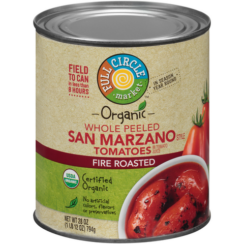 Full Circle Market Fire Roasted San Marzano Style Whole Peeled Tomatoes - 28 Ounce