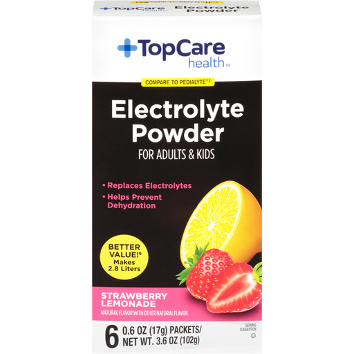 TopCare Strawberry Lemonade Electrolyte Powder For Adults & Kids 6-0.6 oz Packets - 3.6 Ounce