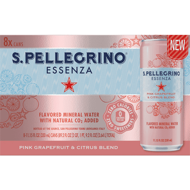 San Pellegrino Essenza Mineral Water, Pink Grapefruit & Citrus Blend 8Pk - 11.15 Ounce