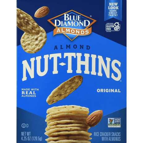 Blue Diamond Almond Nut Thins Nut & Rice Cracker Snacks - 4.25 Ounce