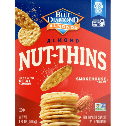 Blue Diamond Smokehouse Almond Nut Thins Nut & Rice Cracker Snacks - 4.25 Ounce