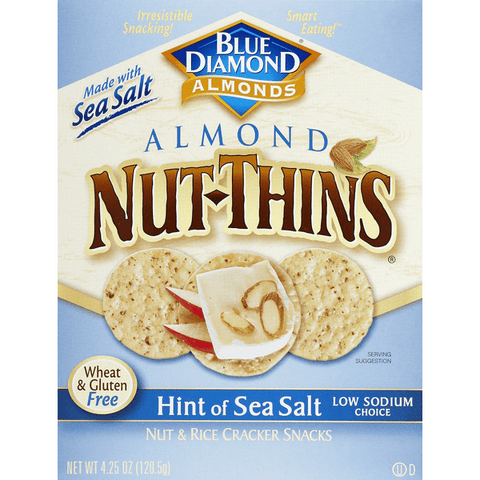 Blue Diamond Almond Nut Thins Hint of Sea Salt Nut & Rice Cracker Snacks - 4.25 Ounce