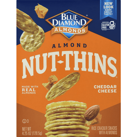 Blue Diamond Cheddar Cheese Almond Nut Thins Nut & Rice Cracker Snacks - 4.25 Ounce