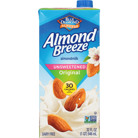 Blue Diamond Almond Breeze Unsweetened Original Almond Milk - 32 Ounce
