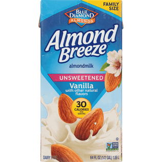 Blue Diamond Almond Breeze Unsweetened Vanilla Almond Milk Family Size - 64 Ounce