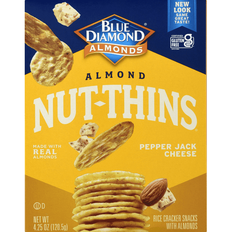 Blue Diamond Pepper Jack Cheese Almond Nut-Thins Nut & Rice Cracker Snacks - 4.25 Ounce