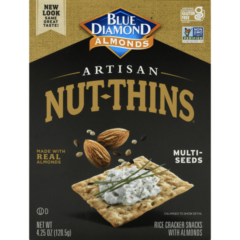 Blue Diamond Artisan Nut-Thins Brown Rice, Almonds & Multi-Seeds Cracker Snacks - 4.25 Ounce