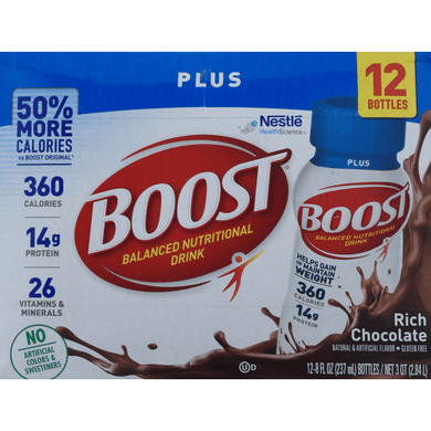 Boost Plus® Rich Chocolate Complete Nutritional Drink 12-8 fl. oz. Bottles - 96 Ounce