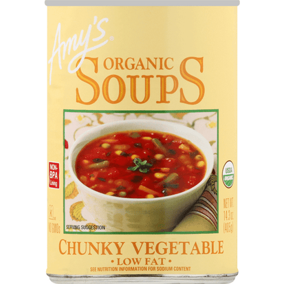 Amys Soup, Low Fat, Organic, Chunky Vegetable - 14.3 Ounce