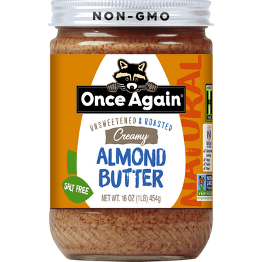 Once Again Creamy Unsweetened & Roasted Salt Free Almond Butter - 16 Ounce