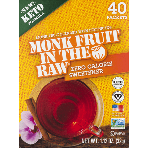 Monk Fruit in the Raw Zero Calorie Sweetener 40Ct - 1.13 Ounce