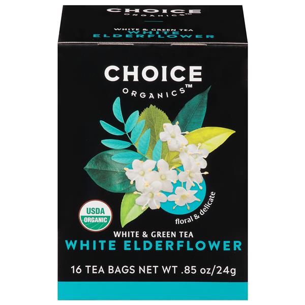 Choice Organics White & Green Tea, White Elderflower 16 Count - 0.85 Ounce