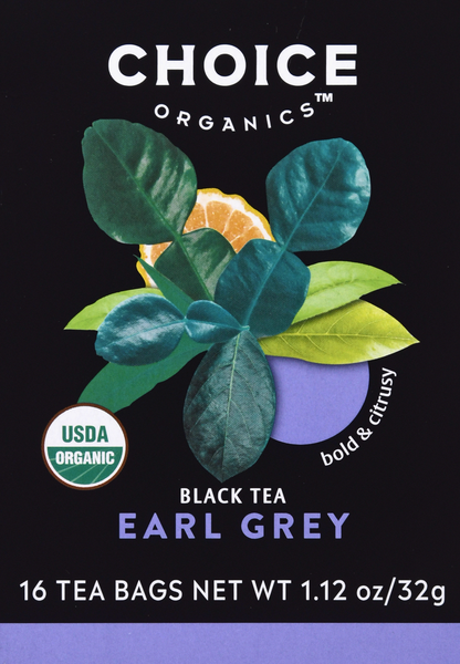 Choice Organic Teas Black Tea Earl Grey 16 Count - 1.12 Ounce