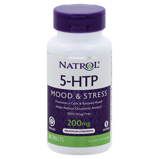 Natrol 5-HTP Mood & Stress, Maximum Strength, 200 Mg, Time Release Tablets - 30 Count